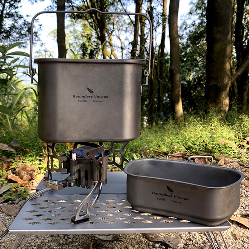 Camping Cooking Backpack - 1.5L Outdoor Military Canteen Mess Kit
