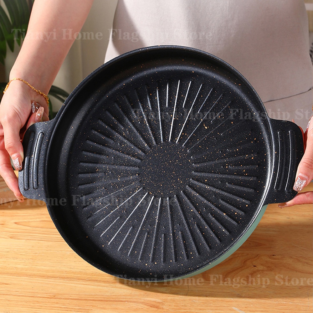Camping Cooking Device - Grill Pan Round Non-Stick Barbecue Plate