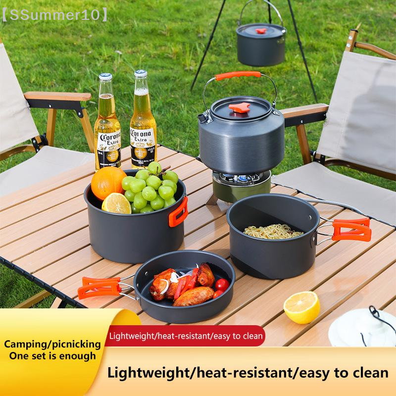 Camping Cooking Kitchen Set - 【SSummer10】Camping Aluminum Portable Outdoor Cookware Set
