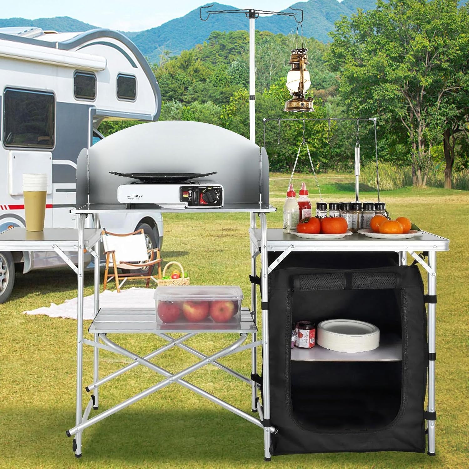 Camping Cooking Kitchen - Camping Kitchen Table, Folding Outdoor Cooking