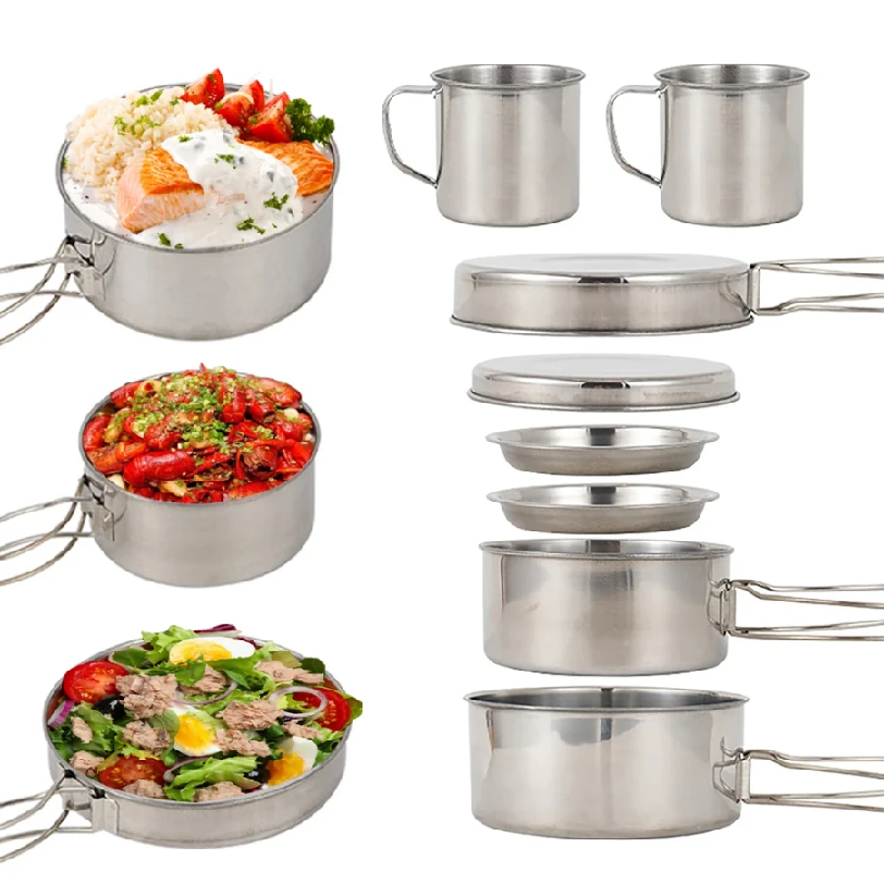 8pcs/Set Camping Cookware Mess - Camping Cooking Kitchen Set のレビューと価格