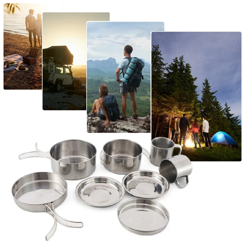 8pcs/Set Camping Cookware Mess - Camping Cooking Kitchen Set のレビューと価格