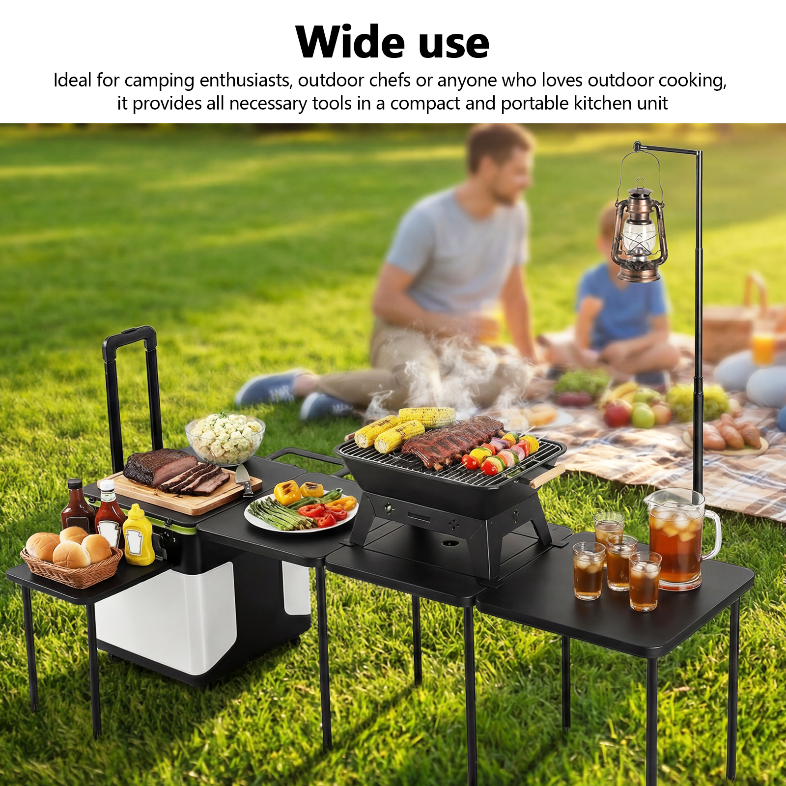 Folding Kitchen Table with Whe - Camping Cooking Kitchen のレビューと価格