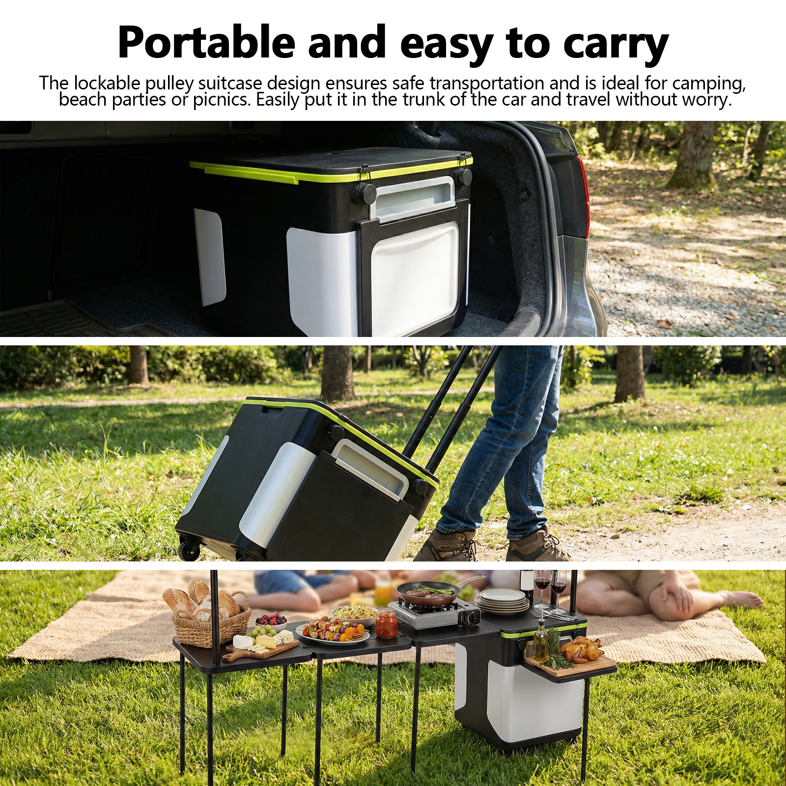 Folding Kitchen Table with Whe - Camping Cooking Kitchen のレビューと価格