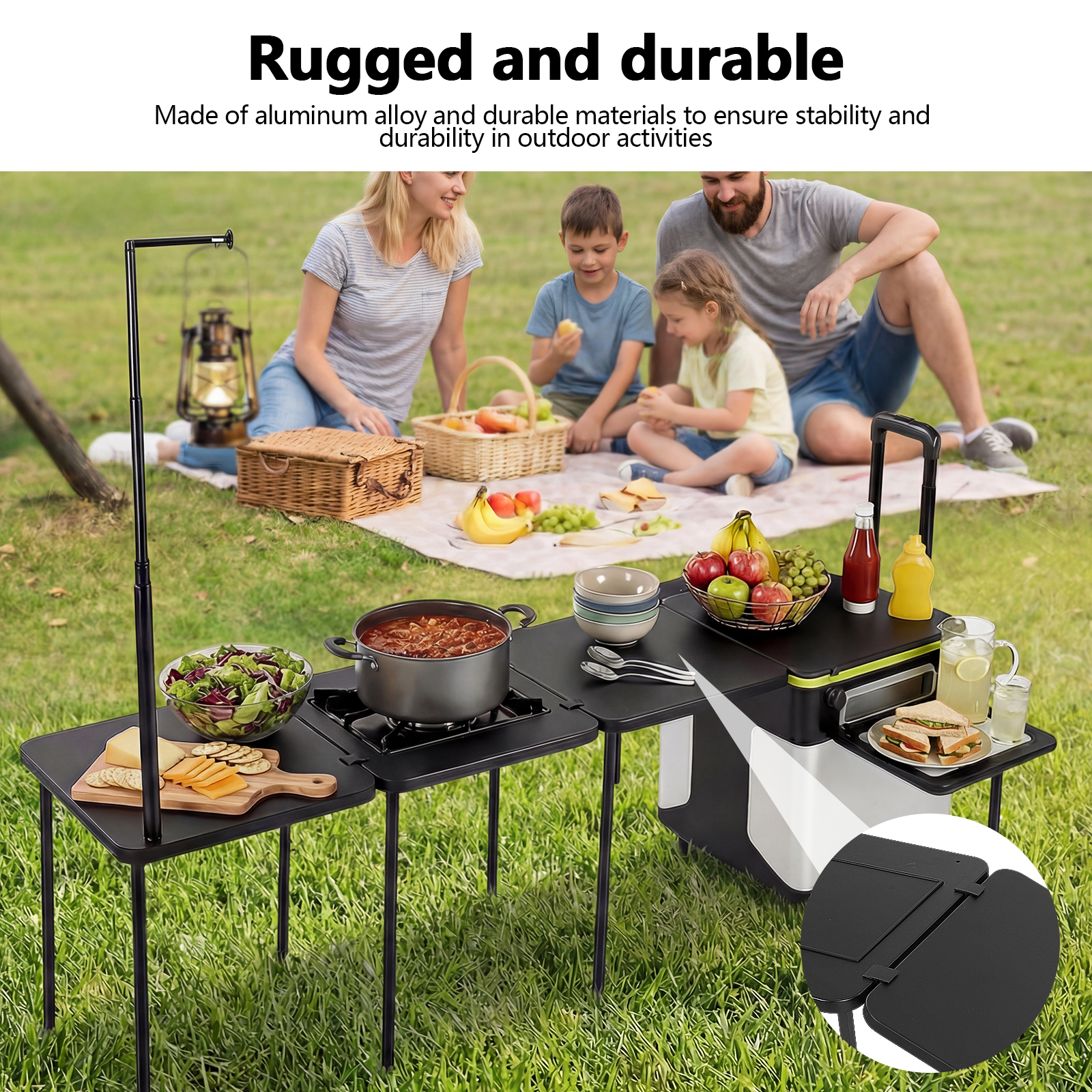 Folding Kitchen Table with Whe - Camping Cooking Kitchen のレビューと価格