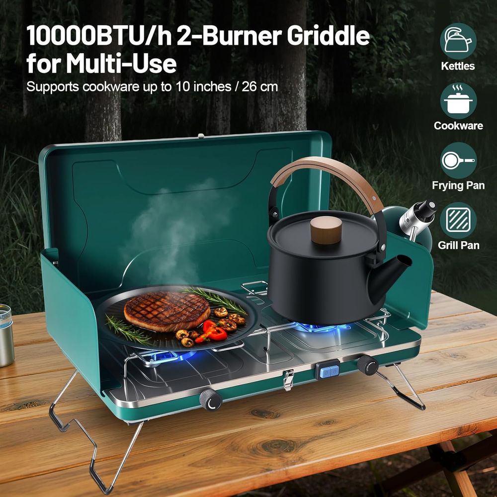 Portable 20,000 BTU Dual Burne - Camping Cooking Propane のレビューと価格