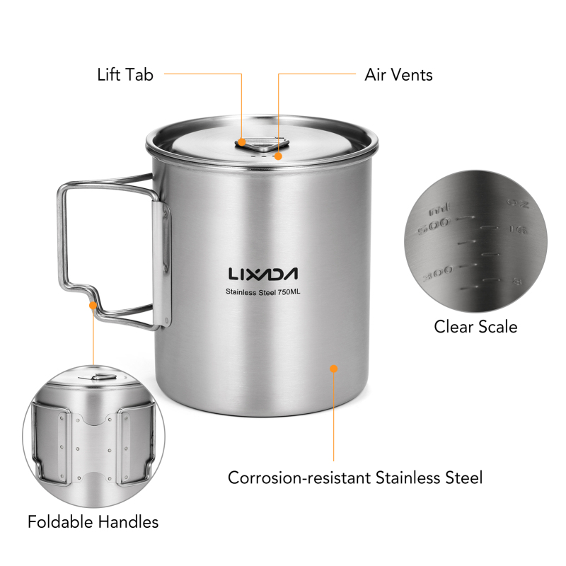 Lixada 750ml Cup Outdoor Stain - Camping Cooking Backpack のレビューと価格