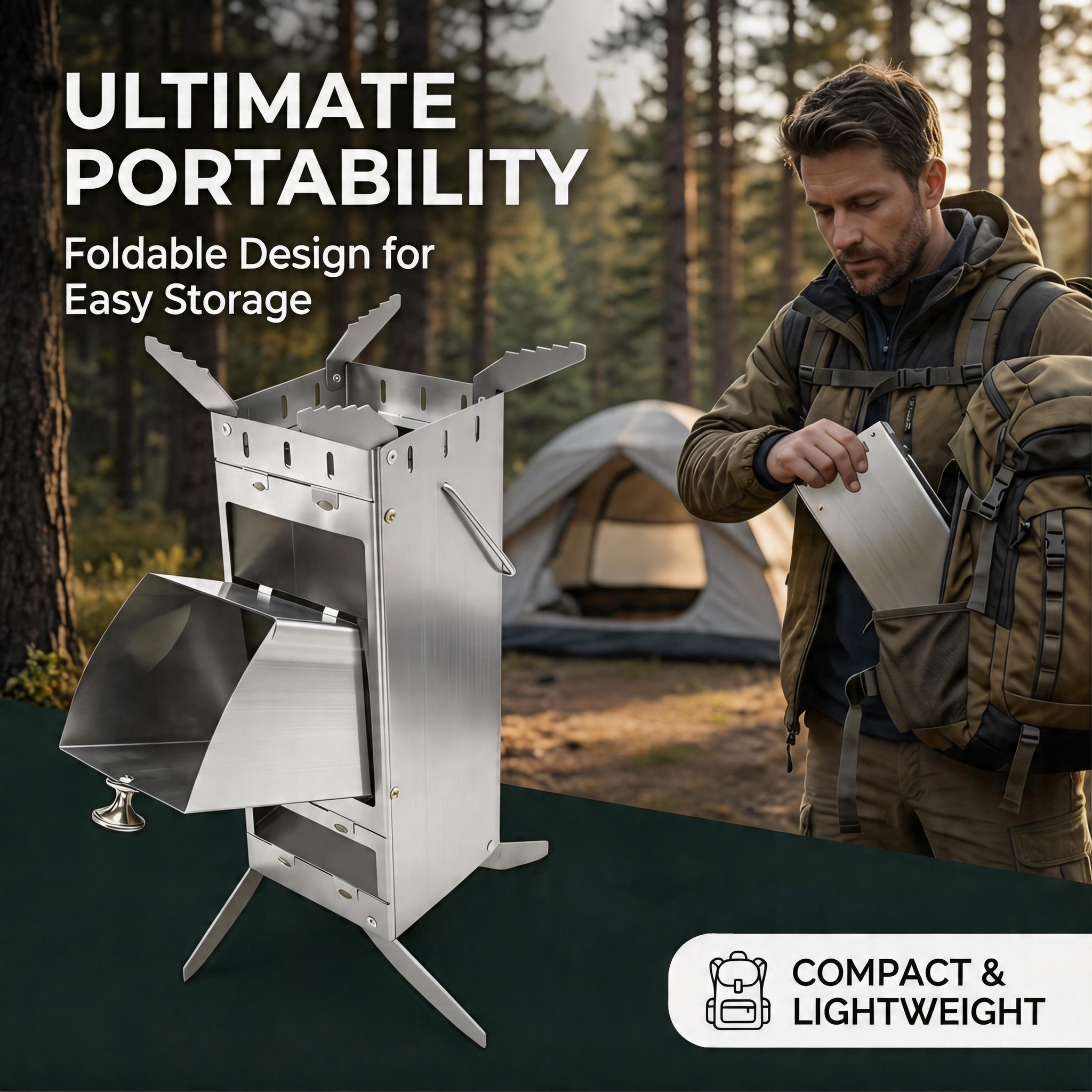 Portable Foldable Rocket Stove - Camping Cooking Kitchen のレビューと価格